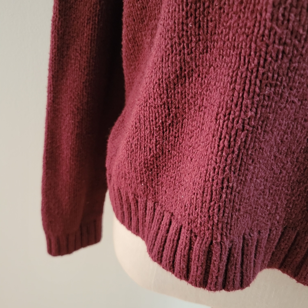Old Navy Maroon Turtleneck High Low Knit Sweater Large - Picture 6 of 6